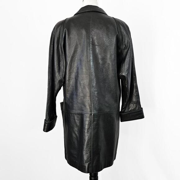 Vintage Tiboa Leathers Black Women's Leather Oversized Jacket Size Small Medium - Picture 4 of 6